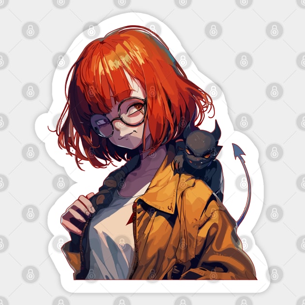 Bad girl with devil on shoulder Sticker by TomFrontierArt